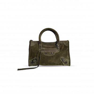 BALENCIAGA WOMEN'S LE CITY BAG SMALL IN KHAKI 8114422AB2A2530 (29.9*19.1*9.9cm) BALENCIAGA WOMEN'S LE CITY BAG SMALL IN KHAKI 8114422AB2A2530 (29.9*19.1*9.9cm)